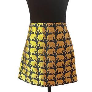 J crew Elephant Black and Gold Print Skirt size 6